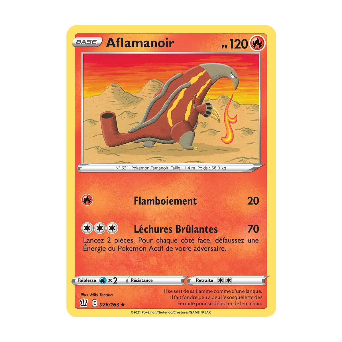 Carte Aflamanoir - Peu commune (Brillante) de Pokémon Épée et Bouclier Styles de Combat 026/163