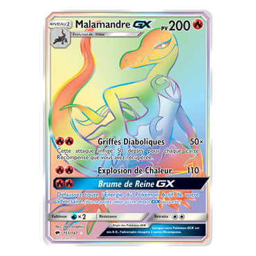 Carte Malamandre - Arc-en-ciel rare de Pokémon Ombres Ardentes 151/147