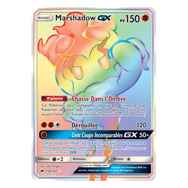 Découvrez Marshadow, carte Arc-en-ciel rare de la série Ombres Ardentes