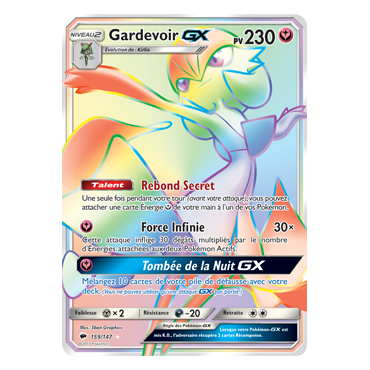 Gardevoir 159/147 : Joyau Arc-en-ciel rare de l'extension Pokémon Ombres Ardentes