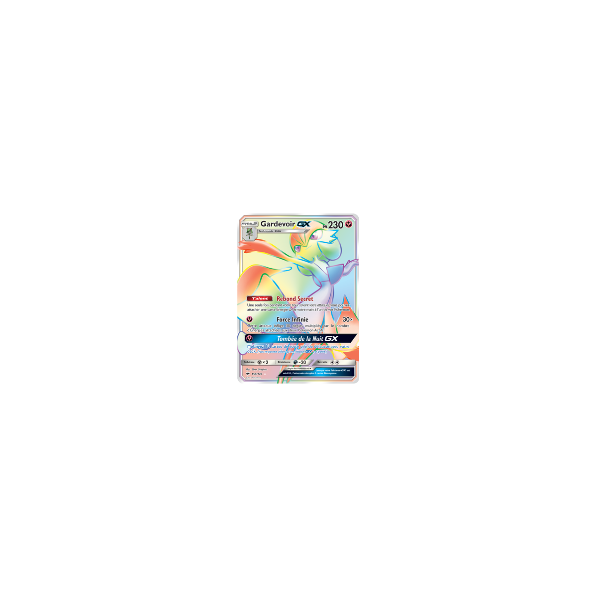 Gardevoir 159/147 : Joyau Arc-en-ciel rare de l'extension Pokémon Ombres Ardentes