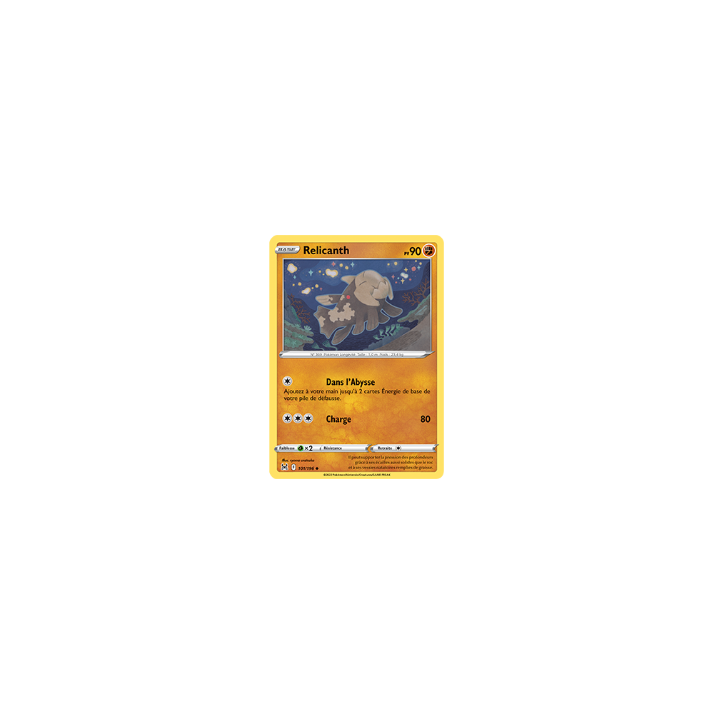 Relicanth 101/196 : Joyau Peu commune de l'extension Pokémon Origine Perdue