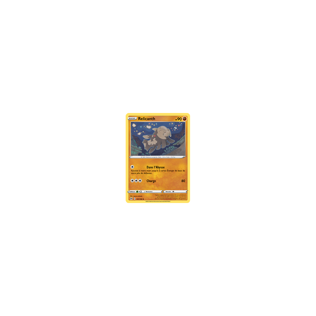 Relicanth 101/196 : Joyau Peu commune de l'extension Pokémon Origine Perdue