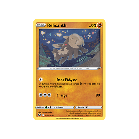 Relicanth 101/196 : Joyau Peu commune de l'extension Pokémon Origine Perdue