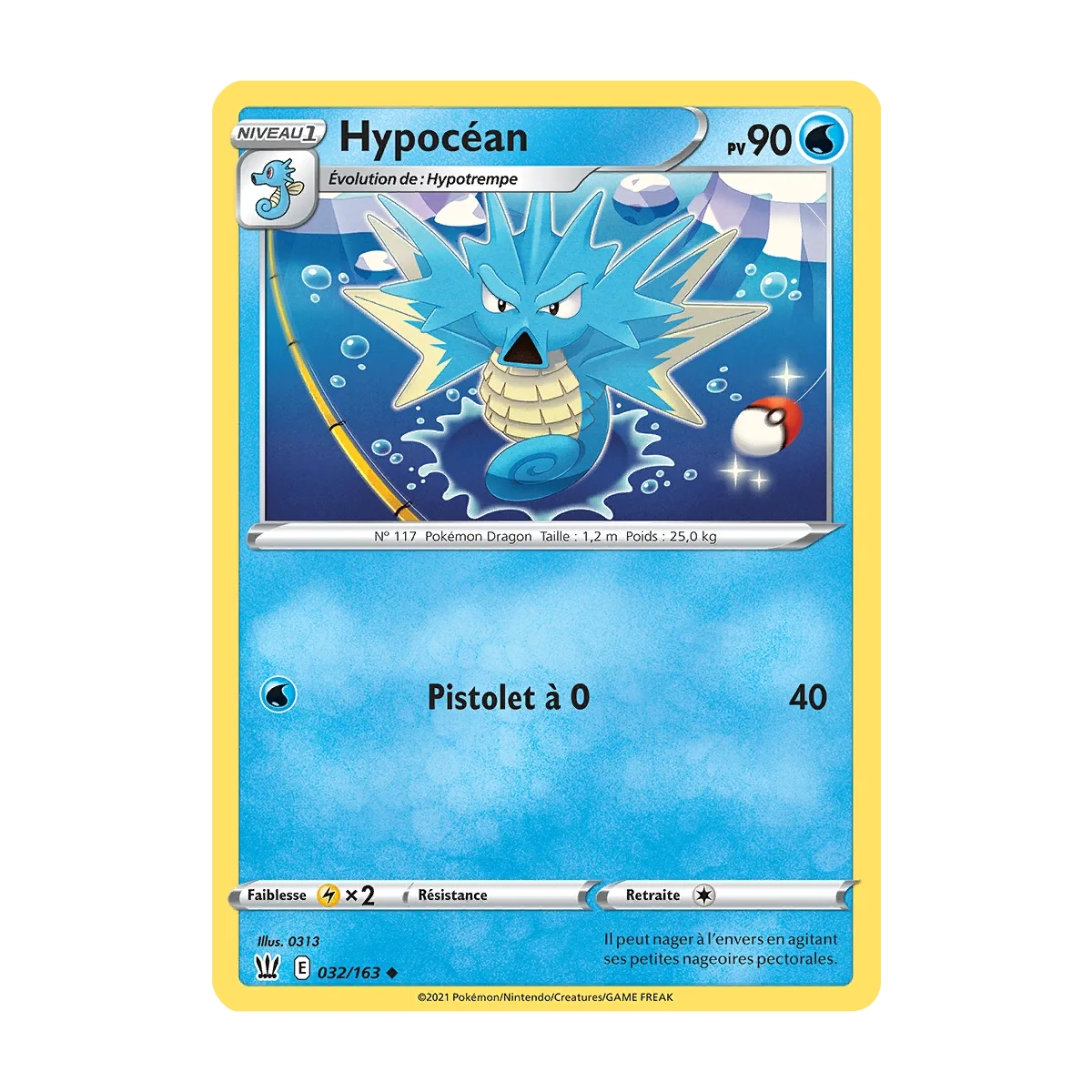 Hypocéan 032/163 : Joyau Peu commune (Brillante) de l'extension Pokémon Épée et Bouclier Styles de Combat