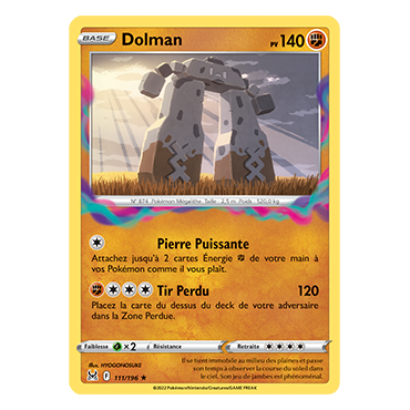 Découvrez Dolman, carte Rare de la série Origine Perdue