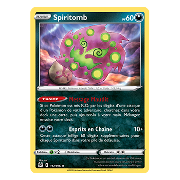Spiritomb 117/196 : Joyau Rare de l'extension Pokémon Origine Perdue