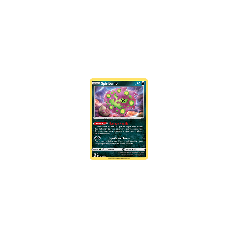 Spiritomb 117/196 : Joyau Rare de l'extension Pokémon Origine Perdue