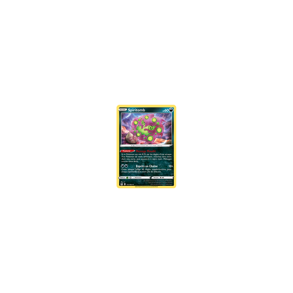 Spiritomb 117/196 : Joyau Rare de l'extension Pokémon Origine Perdue