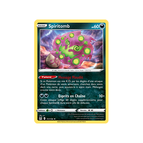 Spiritomb 117/196 : Joyau Rare de l'extension Pokémon Origine Perdue