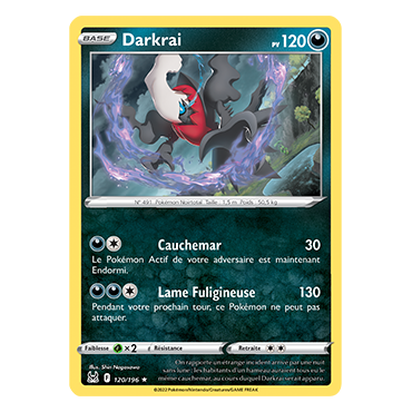 Carte Darkrai - Holographique rare de Pokémon Origine Perdue 120/196