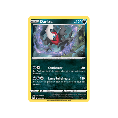 Carte Darkrai - Holographique rare de Pokémon Origine Perdue 120/196