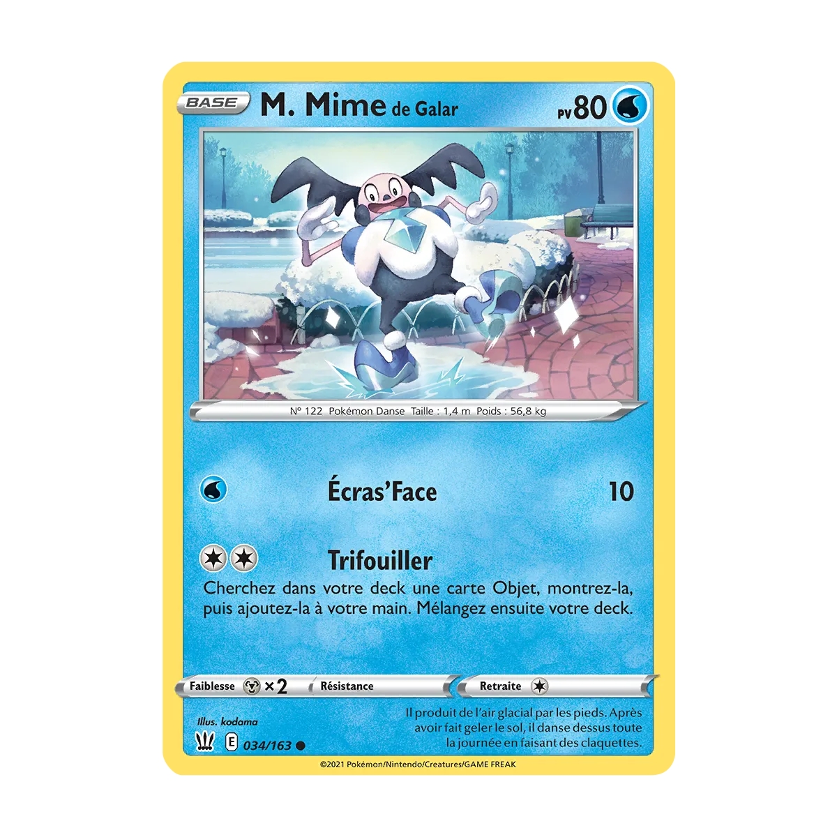 M. Mime de Galar 034/163 : Joyau Commune (Brillante) de l'extension Pokémon Épée et Bouclier Styles de Combat