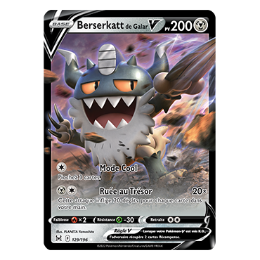 Berserkatt de Galar rare V de Pokémon Origine Perdue 129/196