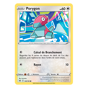 Découvrez Porygon, carte Commune de la série Origine Perdue