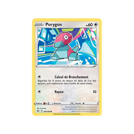 Découvrez Porygon, carte Commune de la série Origine Perdue
