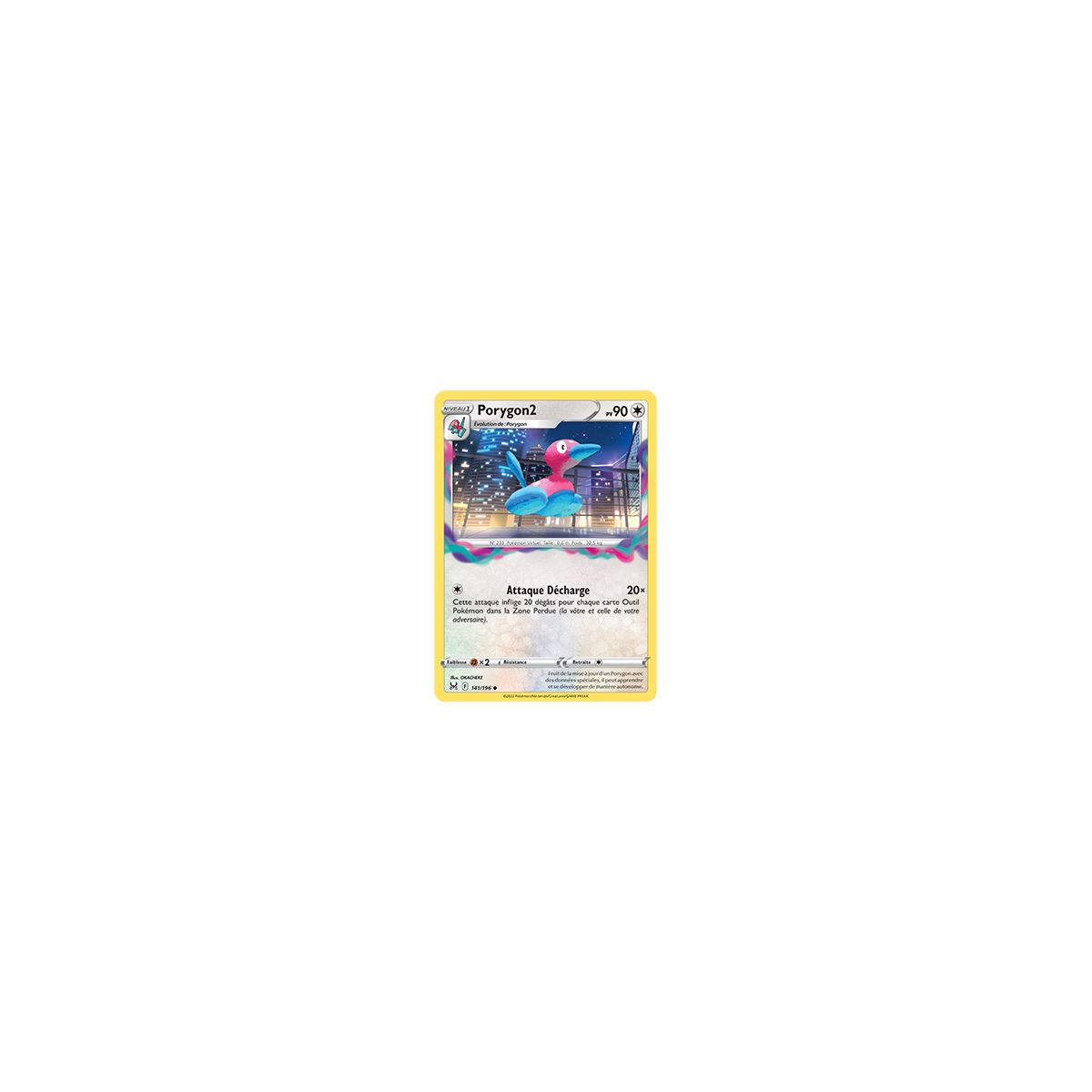 Carte Porygon2 - Peu commune de Pokémon Origine Perdue 141/196