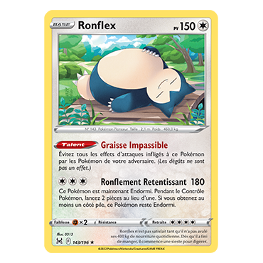 Carte Ronflex - Holographique rare de Pokémon Origine Perdue 143/196