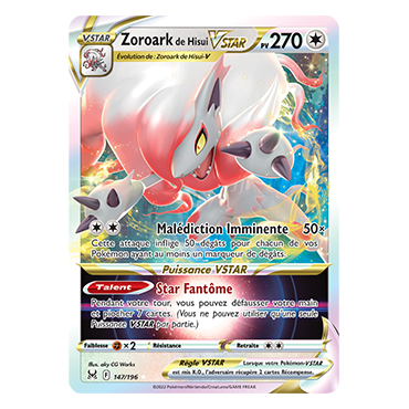 Carte Zoroark de Hisui - Holographique rare STAR de Pokémon Origine Perdue 147/196