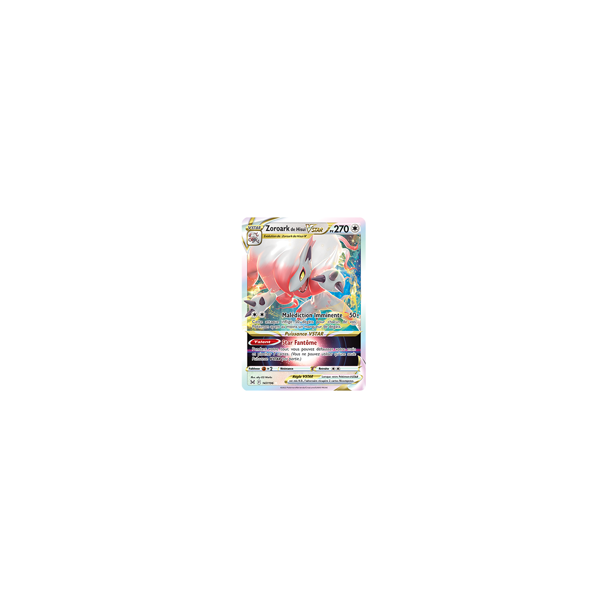 Carte Zoroark de Hisui - Holographique rare STAR de Pokémon Origine Perdue 147/196