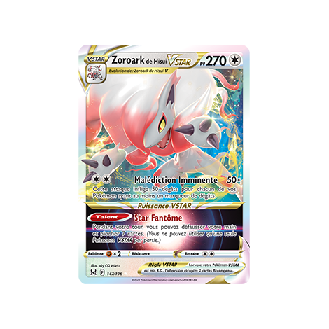 Carte Zoroark de Hisui - Holographique rare STAR de Pokémon Origine Perdue 147/196