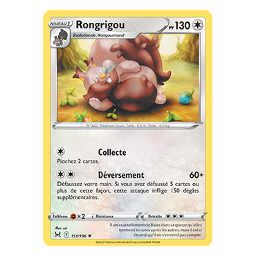 Rongrigou 151/196 : Joyau Rare de l'extension Pokémon Origine Perdue