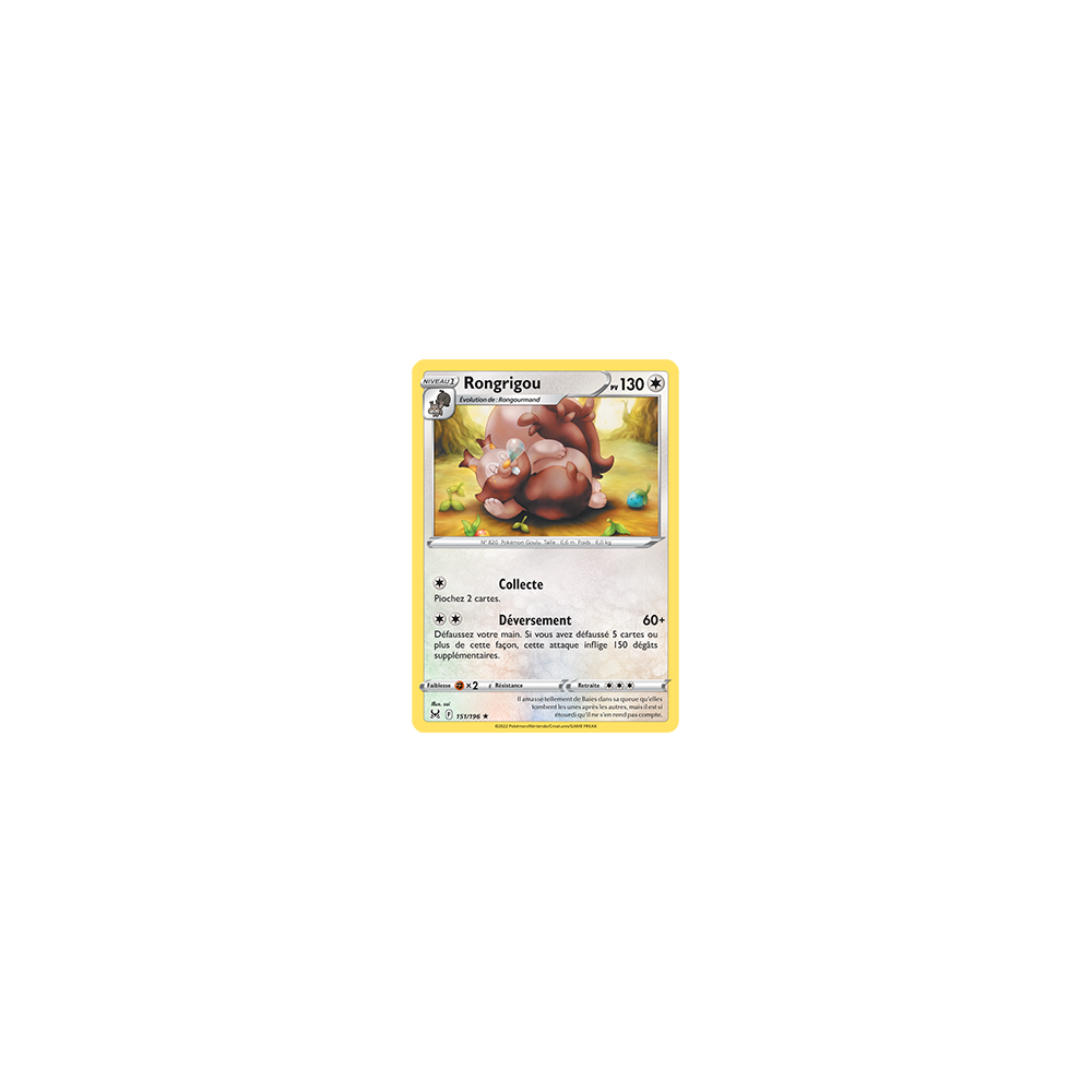 Rongrigou 151/196 : Joyau Rare de l'extension Pokémon Origine Perdue