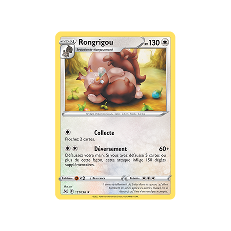 Rongrigou 151/196 : Joyau Rare de l'extension Pokémon Origine Perdue