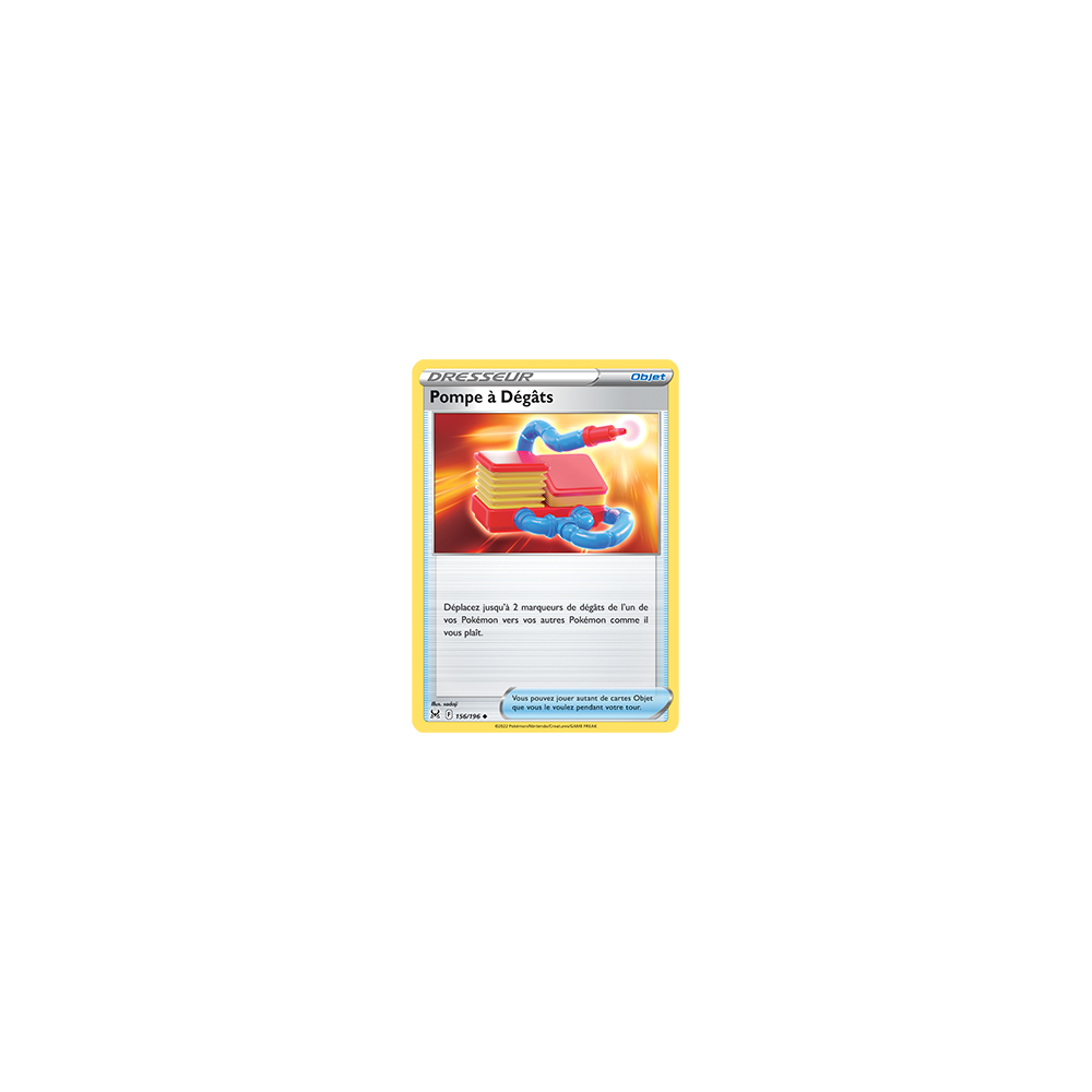 Carte Pompe à Dégâts - Peu commune de Pokémon Origine Perdue 156/196