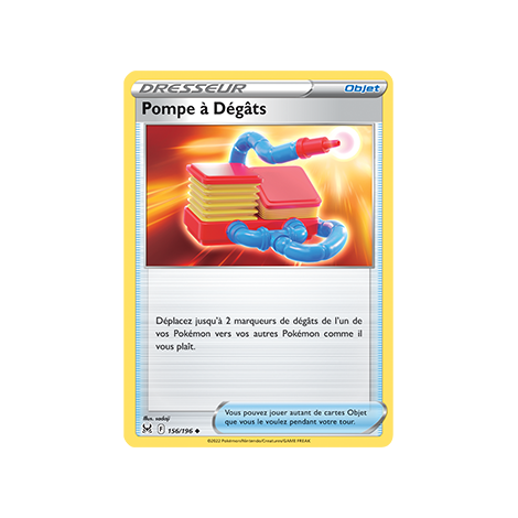 Carte Pompe à Dégâts - Peu commune de Pokémon Origine Perdue 156/196
