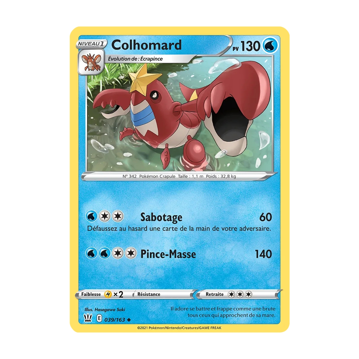 Carte Colhomard - Peu commune (Brillante) de Pokémon Épée et Bouclier Styles de Combat 039/163