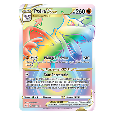 Ptéra 199/196 : Joyau Arc-en-ciel rare de l'extension Pokémon Origine Perdue
