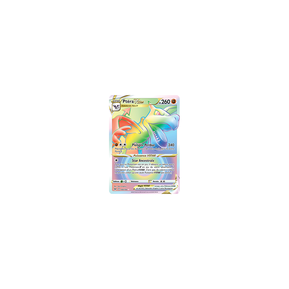 Ptéra 199/196 : Joyau Arc-en-ciel rare de l'extension Pokémon Origine Perdue