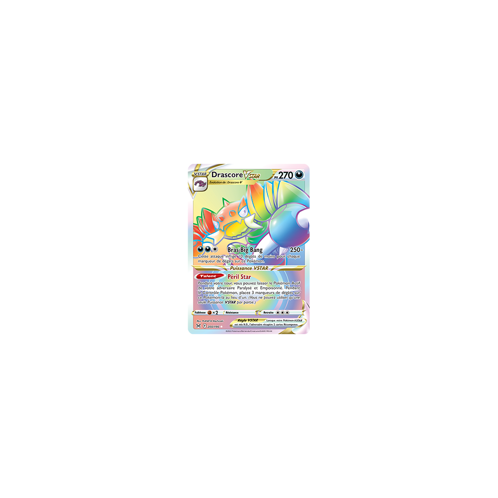 Carte Drascore - Arc-en-ciel rare de Pokémon Origine Perdue 200/196