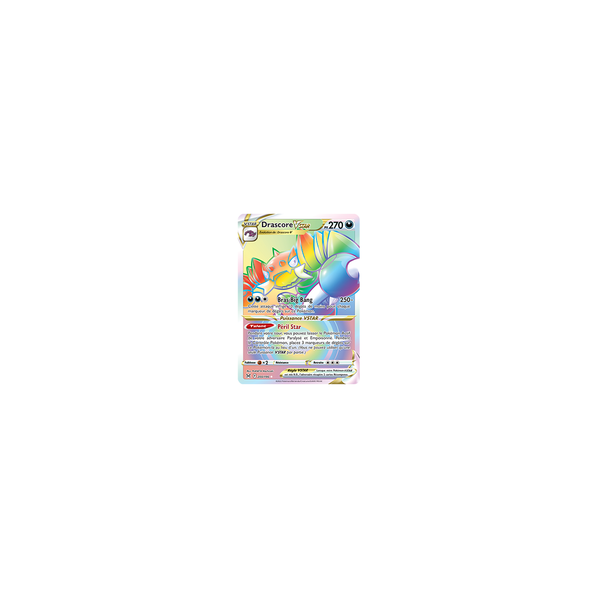 Carte Drascore - Arc-en-ciel rare de Pokémon Origine Perdue 200/196