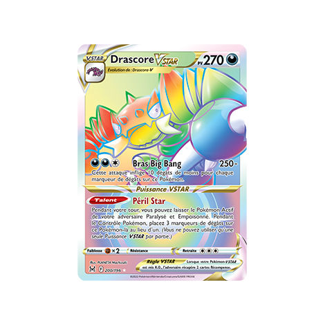 Carte Drascore - Arc-en-ciel rare de Pokémon Origine Perdue 200/196