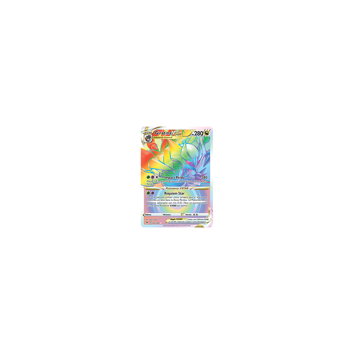 Giratina 201/196 : Joyau Arc-en-ciel rare de l'extension Pokémon Origine Perdue