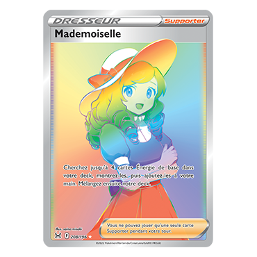 Carte Mademoiselle - Arc-en-ciel rare de Pokémon Origine Perdue 208/196