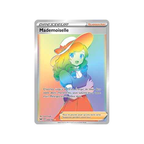 Carte Mademoiselle - Arc-en-ciel rare de Pokémon Origine Perdue 208/196