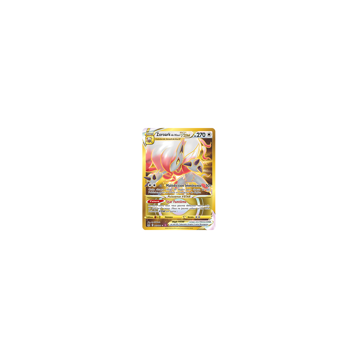 Carte Zoroark de Hisui - Secrète rare de Pokémon Origine Perdue 213/196