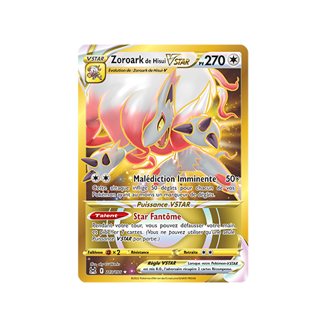 Carte Zoroark de Hisui - Secrète rare de Pokémon Origine Perdue 213/196