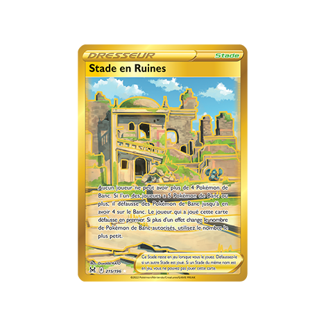 Carte Stade en Ruines - Secrète rare de Pokémon Origine Perdue 215/196