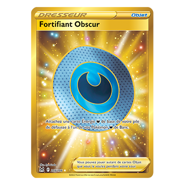 Carte Fortifiant Obscur - Secrète rare de Pokémon Origine Perdue 216/196