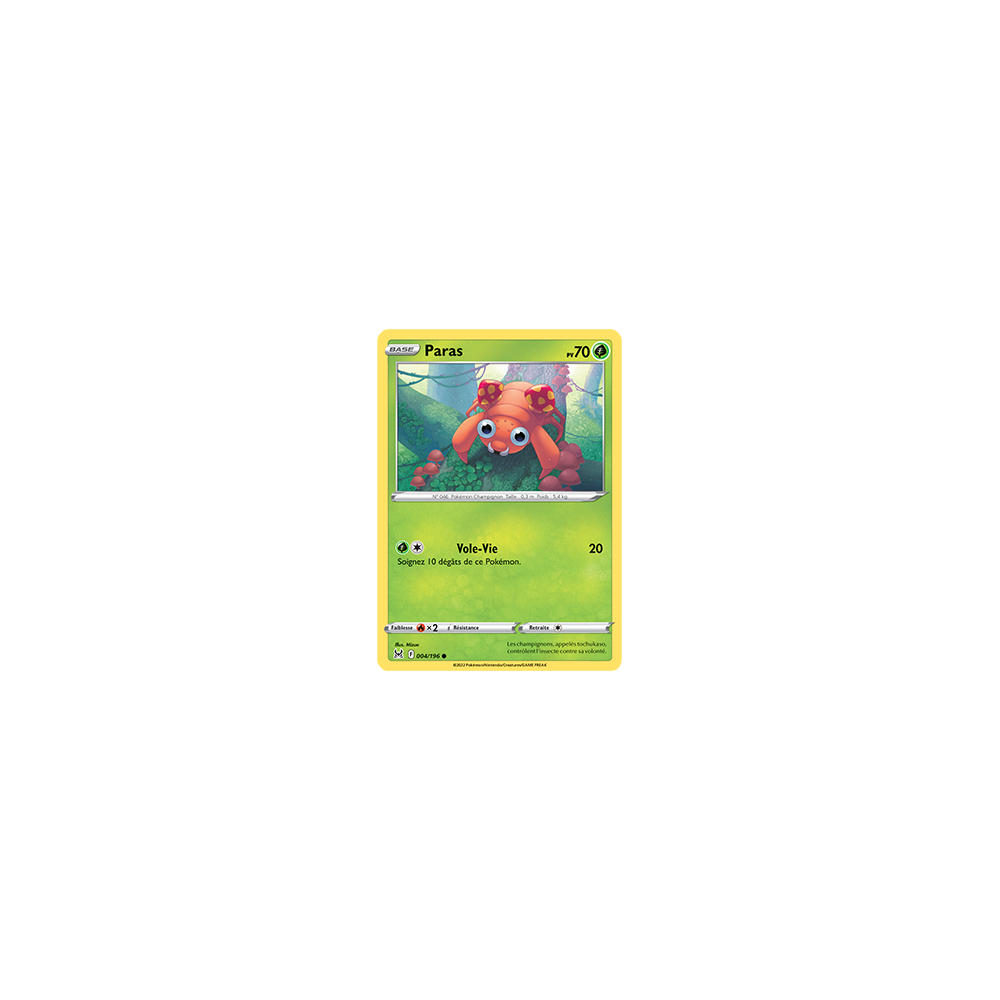Paras 004/196 : Joyau Commune de l'extension Pokémon Origine Perdue