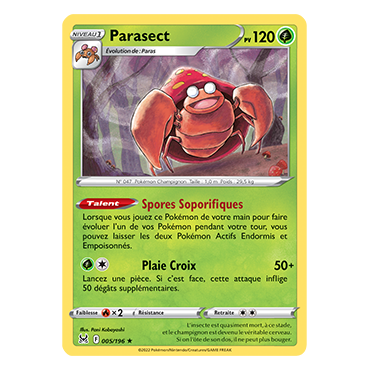 Carte Parasect - Rare de Pokémon Origine Perdue 005/196