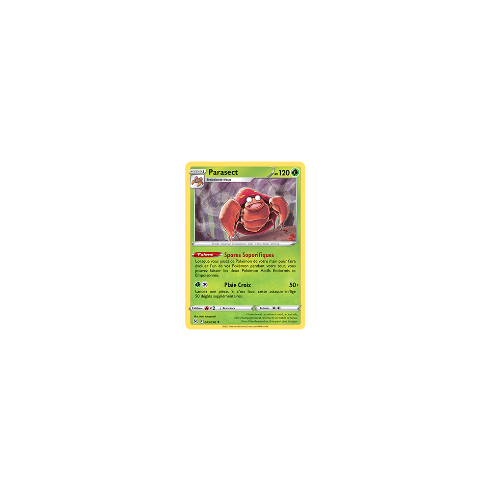 Carte Parasect - Rare de Pokémon Origine Perdue 005/196