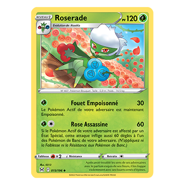 Carte Roserade - Peu commune de Pokémon Origine Perdue 015/196