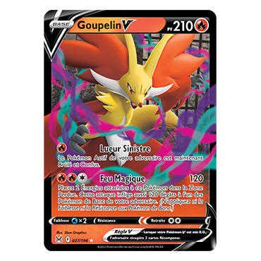 Carte Goupelin - Holographique rare V Pokémon Origine Perdue 027/196