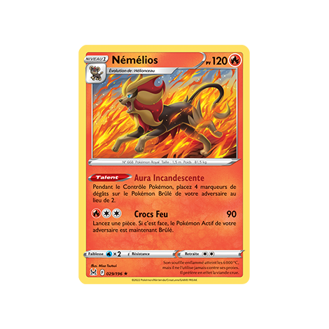 Némélios 029/196 rare de l'extension Pokémon Origine Perdue