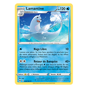 Carte Lamantine - Rare de Pokémon Origine Perdue 034/196